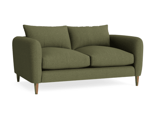 Squishmeister Sofa - Small - Clever Slubby Linen - Green Plumage - Dark Oak Legs