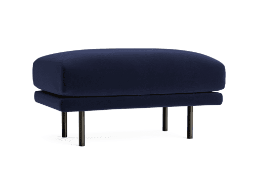 Jeffers Footstool - Rectangle - Clever Velvet - Pen Nib Blue