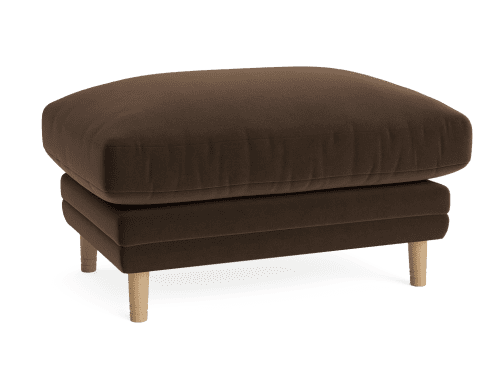Squisharoo Footstool - Rectangle - Velvet - Coffee Bean - Brown - Light Oak Legs