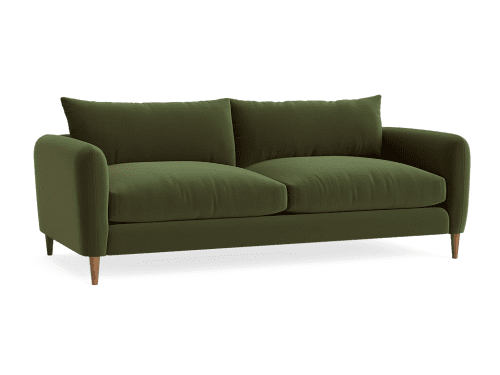 Squishmeister Sofa - Large - Velvet - Potted Plant - Green - Dark Oak Legs