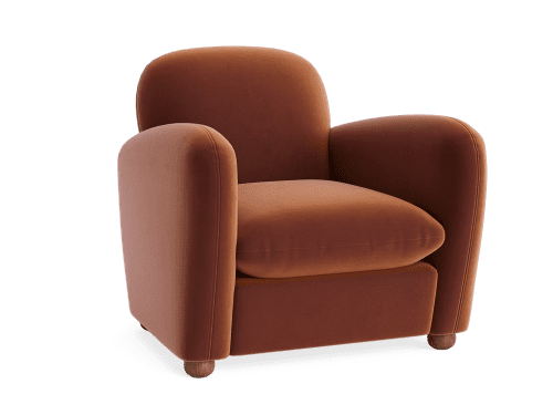 Nightcap Accent Chair - Accent Chair - Velvet - Quince Jam - Red - Dark Oak Legs