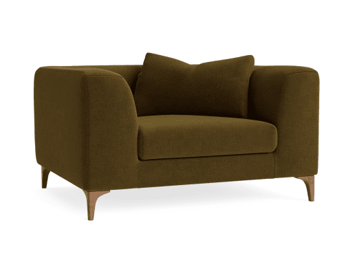 La Dolce Seater Love Seat - Standard - Chenille - Field Trip - Green - Dark Oak Legs