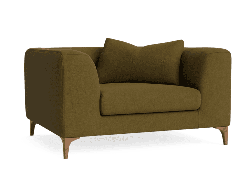La Dolce Seater Love Seat - Standard - Slubby - Pressed Olives - Green - Dark Oak Legs