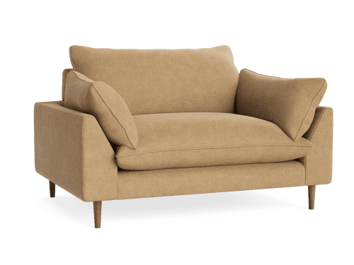 Slow Riser Love Seat - Loveseat - Chenille - Hit the Hay - Yellow - Dark Oak Legs