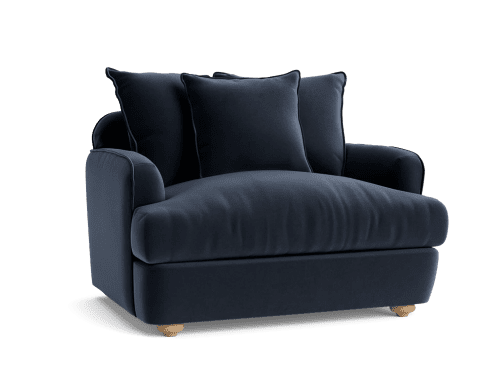 Smooch Love Seat - Loveseat - Velvet - Milky Way - Blue - Light Oak Legs