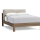 Slumberbatch Bed in Natural Cotton Linen - Double - Dark Oak