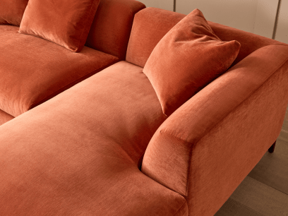 La Dolce Seater Chaise Sofa in Broken Pot Orange Chenille