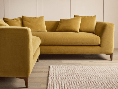 La Dolce Seater Corner Sofa in Treacle Tart Yellow Chenille