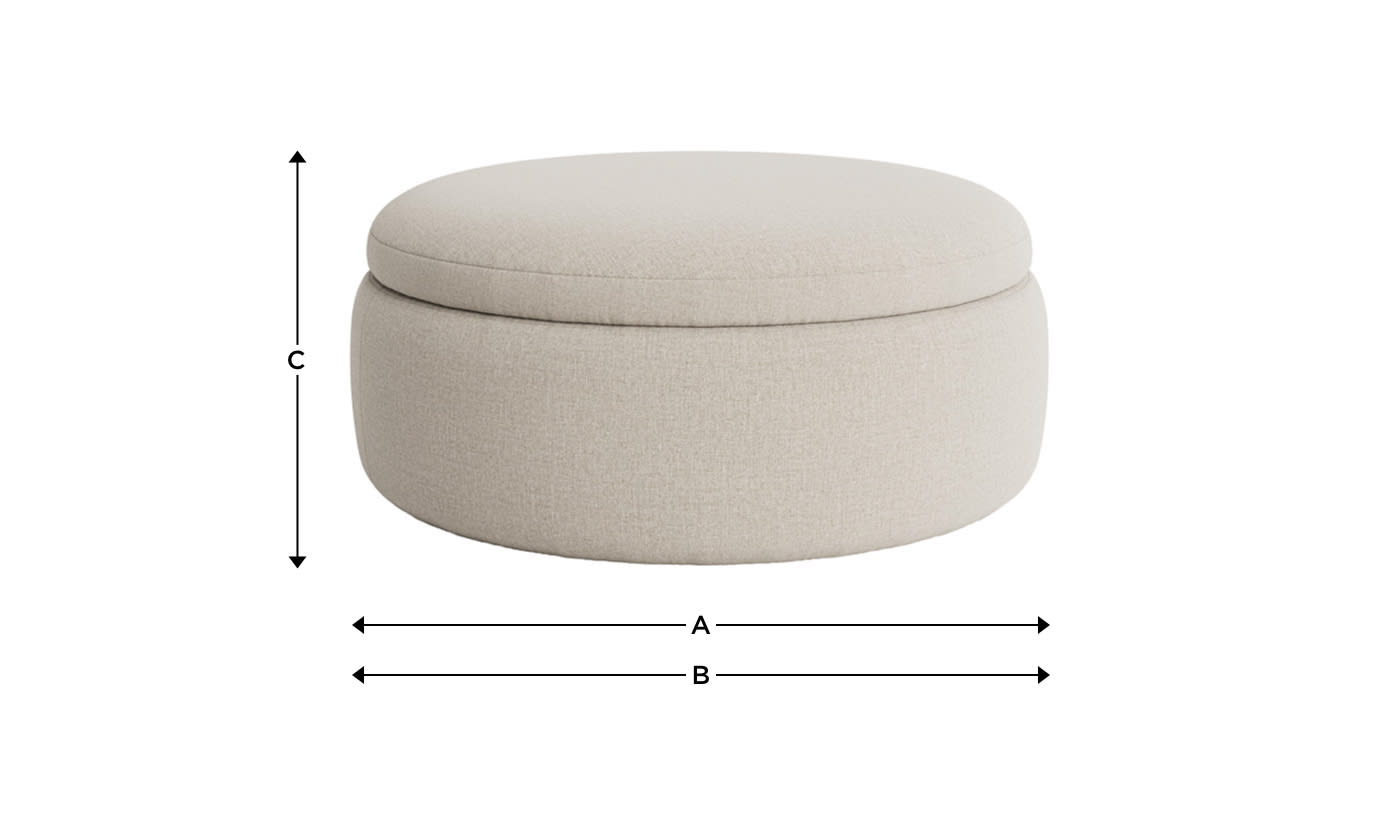 Pot Pie Storage Footstool Round in Thatch House Fabric