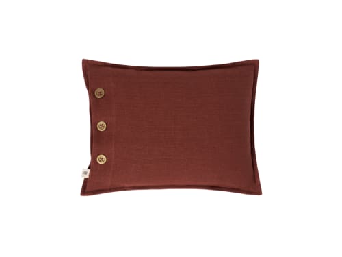 Easy Buttons Linen Cushion  30 x 40 cm in Brown