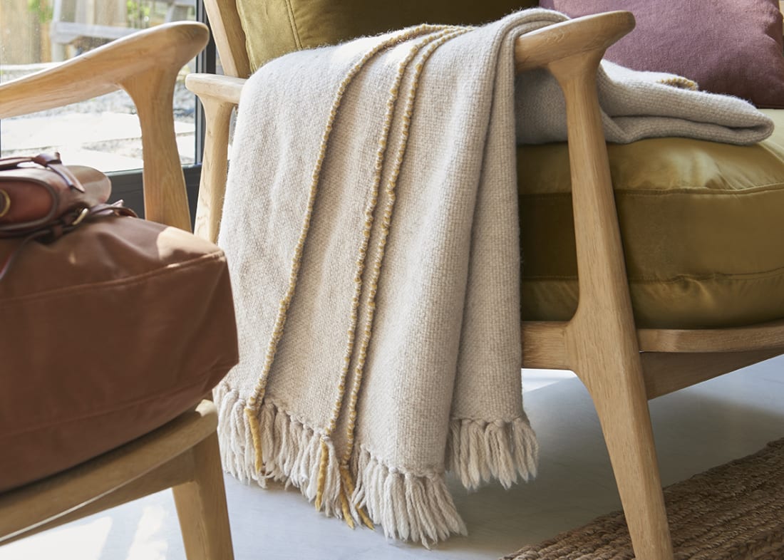 Slubby Knit Blanket in Ochre
