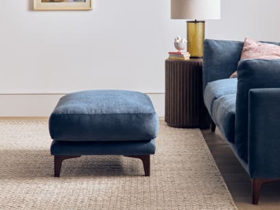Basecamp Footstool in Sopping Seagrass Teal Chenille