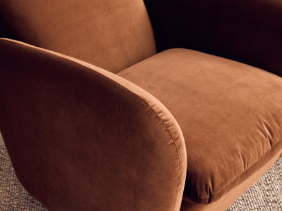Nightcap Accent Chair in School Satchel Brown Clever Velvet