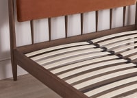 Poppins Bed in Dark Oak in Bobbing Buoy Orange Velvet