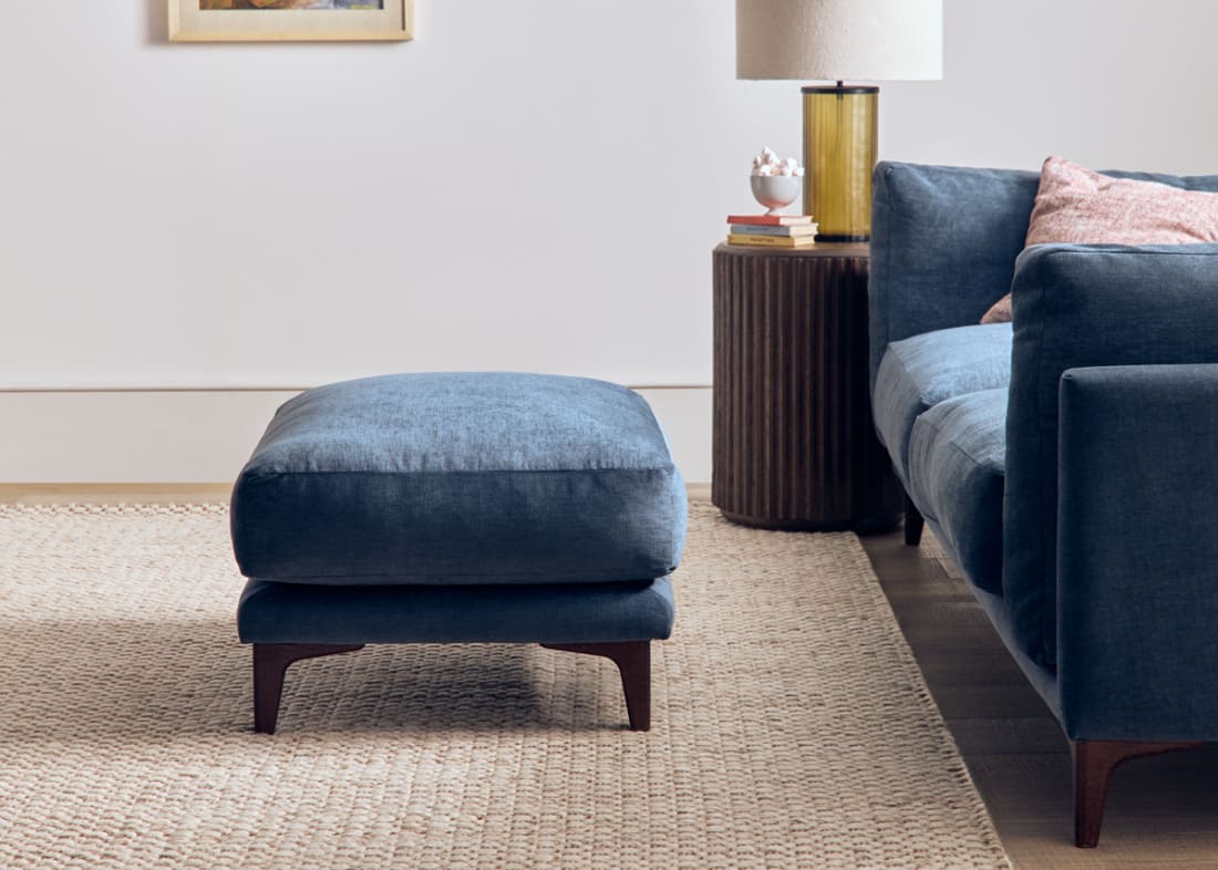 Basecamp Footstool in Sopping Seagrass Teal Chenille