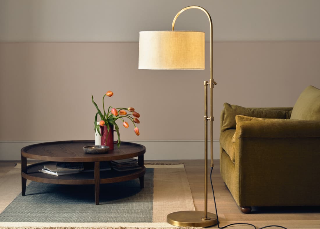 Trombone Floor Light - Standard - Antique Brass