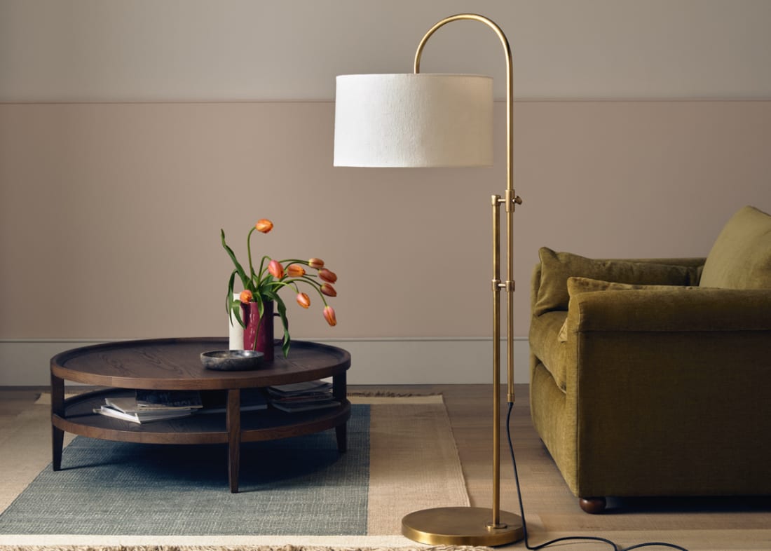 Trombone Floor Light - Standard - Antique Brass