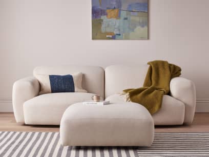 Squishblocks Small Footstool in Egg Box Beige Linen
