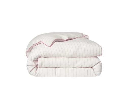 Widey Stripe Lazy Linen Duvet Cover - Double - Raspberry Fool