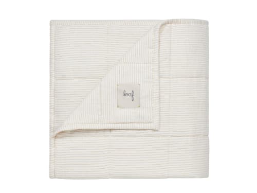Stripey Slubby Linen Quilt - 200cm x 230cm - Butterscotch