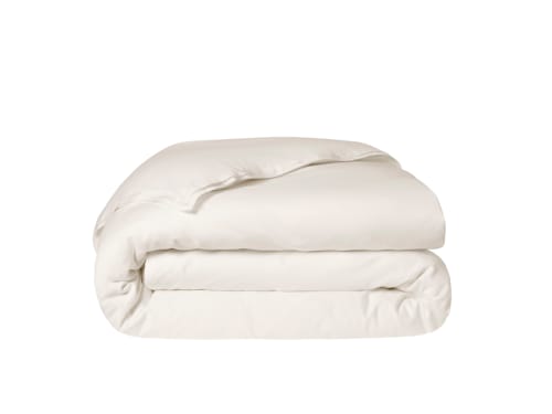 Twin Trim Classy Cotton Duvet Cover Superking in Oat Milk