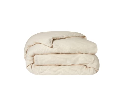 Stripey Slubby Linen Duvet Cover Double in Duck Pond Teal