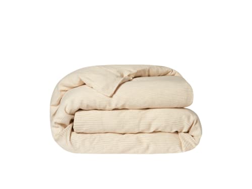 Stripey Slubby Linen Duvet Cover Superking in Butterscotch