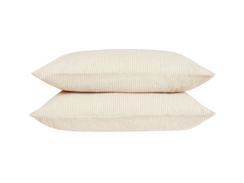 Stripey Slubby Linen Set of 2 Pillowcases in Butterscotch