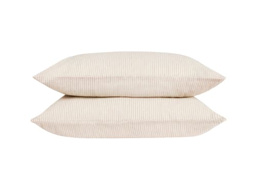 Stripey Slubby Linen Set of 2 Pillowcases in Raspberry Fool