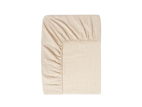 Stripey Slubby Linen Fitted Sheet - Superking - Butterscotch Stripe