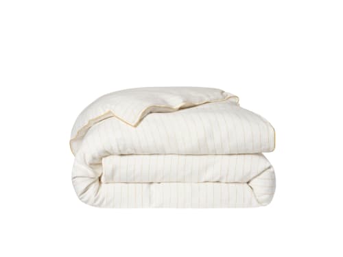 Widey Stripe Lazy Linen Duvet Cover - King - Butterscotch