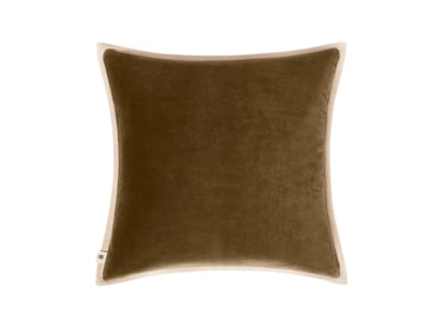 Bordy Edge Velvet Cushion 43 x 43 cm in Olive