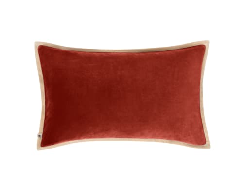 Bordy Edge Velvet Cushion 40 x 66 cm in Terracotta