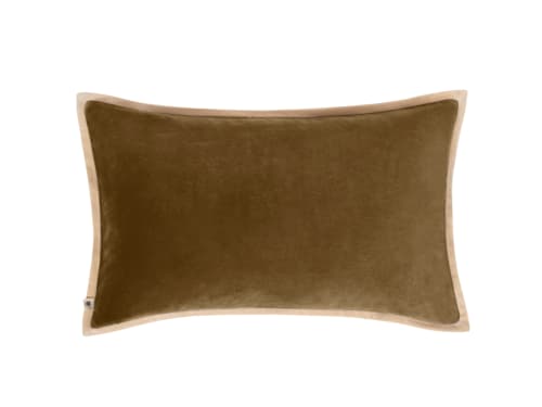 Bordy Edge Velvet Cushion 40 x 66 cm in Olive