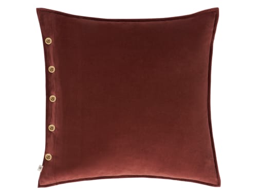 Easy Buttons Velvet Cushion 60 x 60 cm in Brown