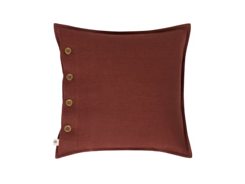 Easy Buttons Linen Cushion  43 x 43 cm in Brown