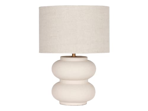 Double Scoop Ceramic Lamp - Medium - Sandcastle Beige