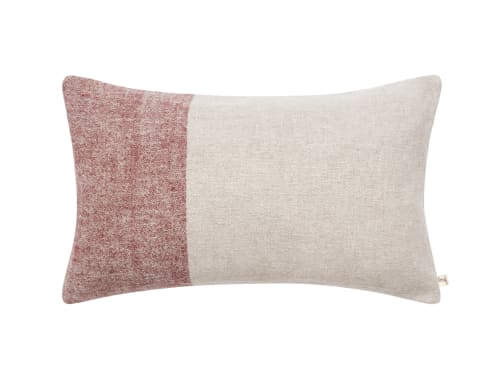 Marley Linen Block Cushion - 40x66 - Conker Clash Brown