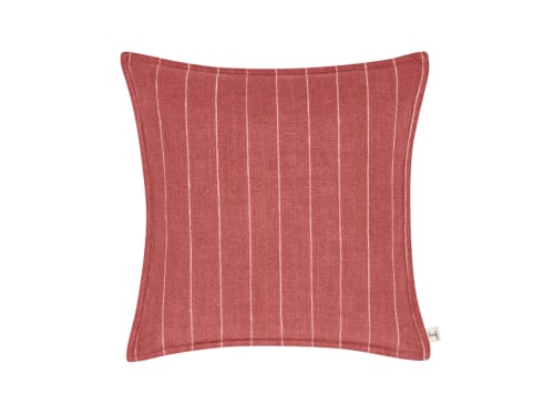 Stripey Stitch Linen Cushion  - 43x43 - Dusty Rose Pink