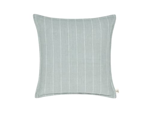 Stripey Stitch Linen Cushion  - 43x43 - Frosty Fern Blue