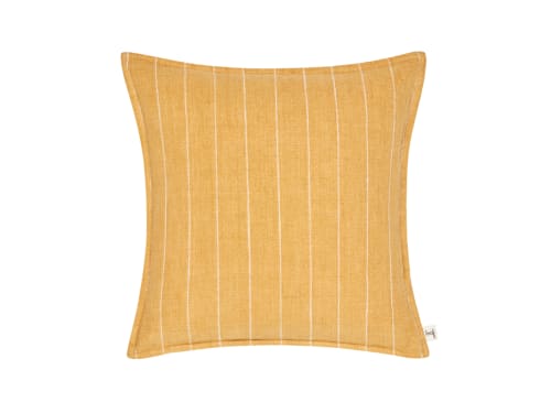 Stripey Stitch Linen Cushion  - 43x43 - Buffed Beeswax Yellow