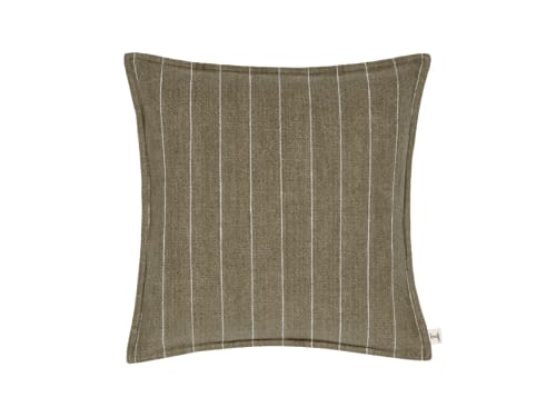 Stripey Stitch Linen Cushion  - 43x43 - Welly Boot Green