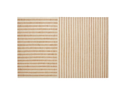 Double Stripey Jute Rug - 300cm x 400cm - Natural and Clotted Cream White