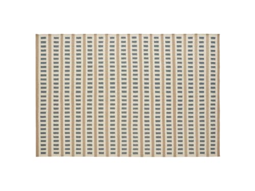 Laddery Wool Rug 140 x 200 cm in Deckchair Blue and Truffle Taupe