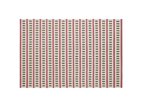Laddery Wool Rug 170 x 240 cm in Stinging Nettle Green and Pottery Pink