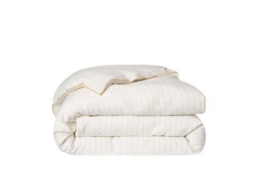 Widey Stripe Lazy Linen Duvet Cover - Double - Butterscotch