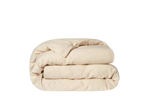 Stripey Slubby Linen Duvet Cover - Double - Butterscotch Stripe