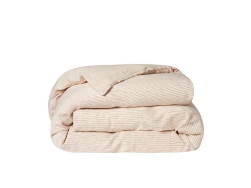 Stripey Slubby Linen Duvet Cover - Superking - Raspberry Fool Stripe