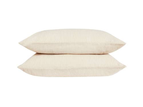 Stripey Slubby Linen Set of 2 Pillowcases - Standard - Butterscotch Stripe