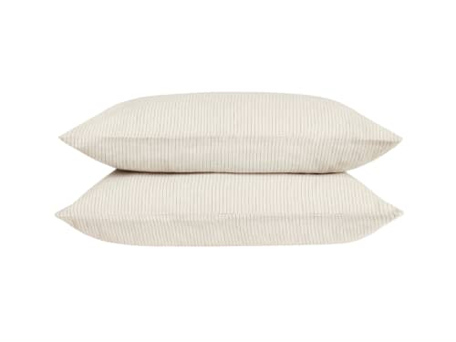 Stripey Slubby Linen Set of 2 Pillowcases in Duck Pond Teal